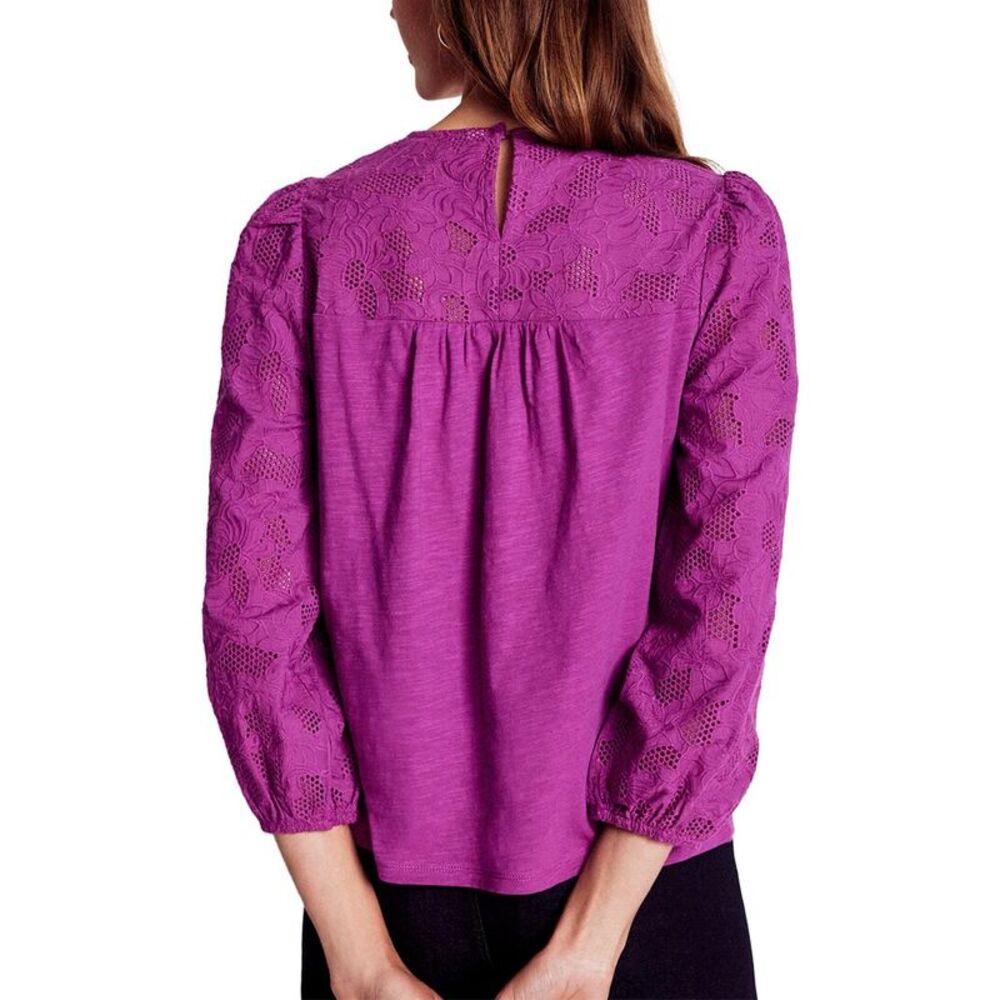 Boden Womens May Broderie Top, Purple - Picture 2 of 3
